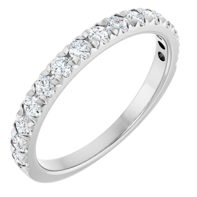 14K White 1/2 CTW Lab-Grown Diamond French-Set Anniversary Band