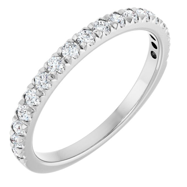 14k White 1/3 Ctw Lab-grown Diamond French-set Anniversary Band