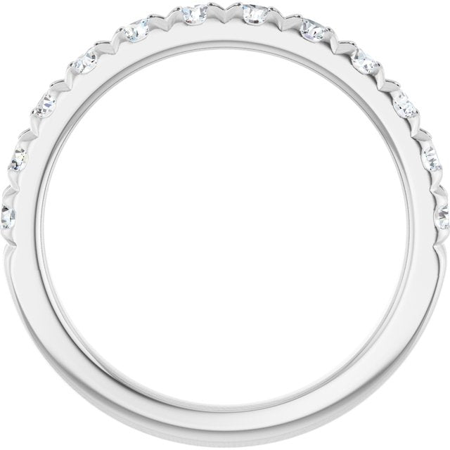 14K White 3/4 CTW Natural Diamond French-Set Anniversary Band