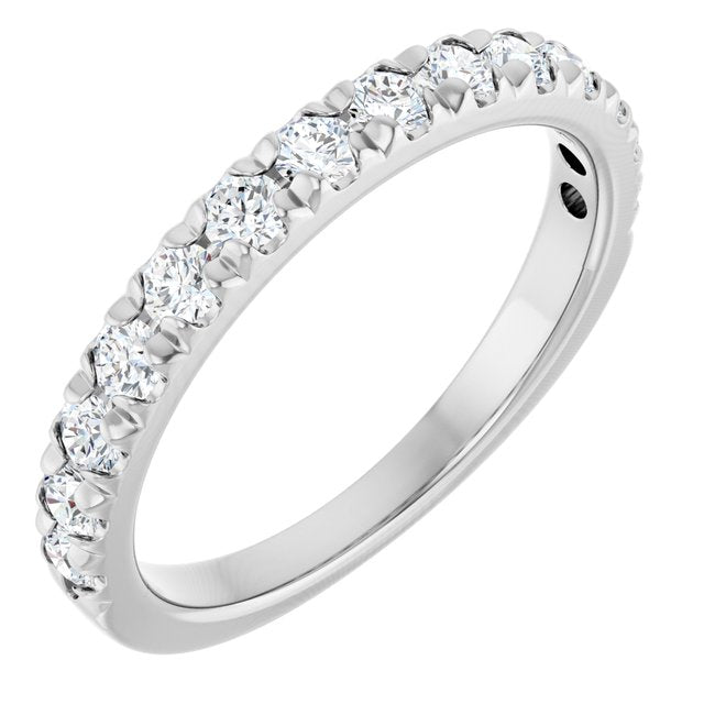 14K White 5/8 CTW Lab-Grown Diamond French-Set Anniversary Band