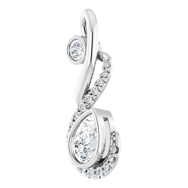 14K White 1/2 CTW Natural Diamond Pendant