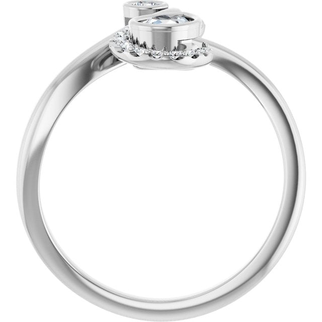 14K White 1/2 CTW Natural Diamond Bezel-Set Bypass Ring