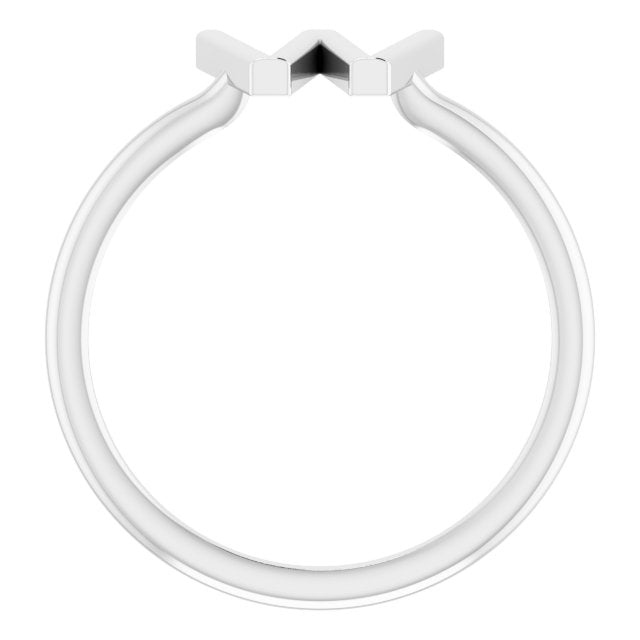 14K White Initial W Ring