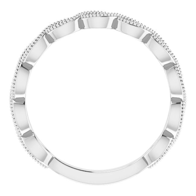 14k White 1/8 Ctw Natural Diamond Band For 6.5 Mm Round Ring