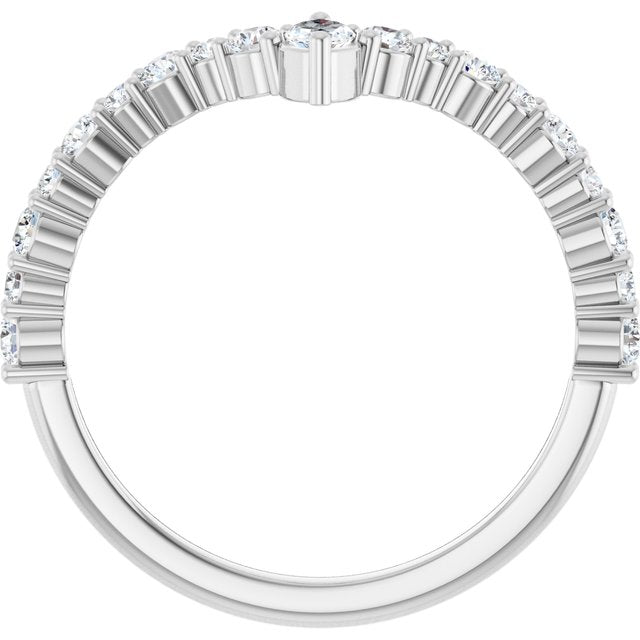 14K White 1/2 CTW Natural Diamond V Ring