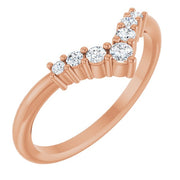 14K Rose 1/6 CTW Natural Diamond Graduated V Ring