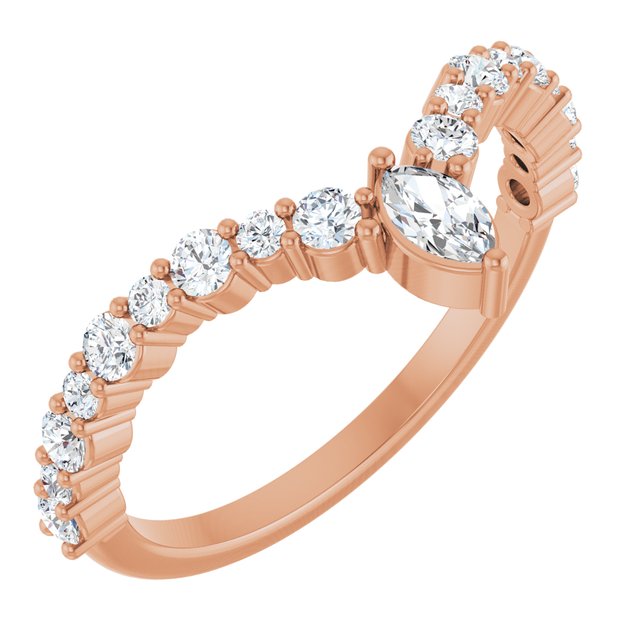 14K Rose 1/2 CTW Natural Diamond V Ring