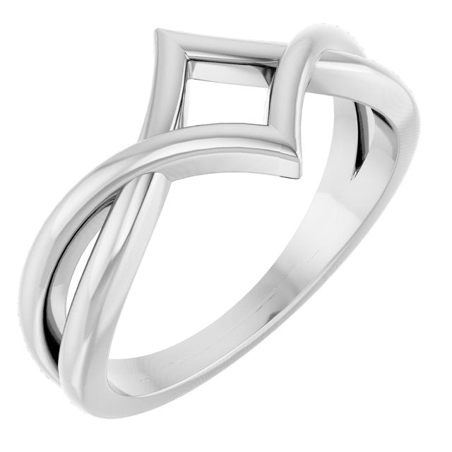14K White Geometric Negative Space Ring