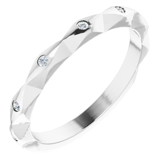 14k White .08 Ctw Natural Diamond Stackable Anniversary Band