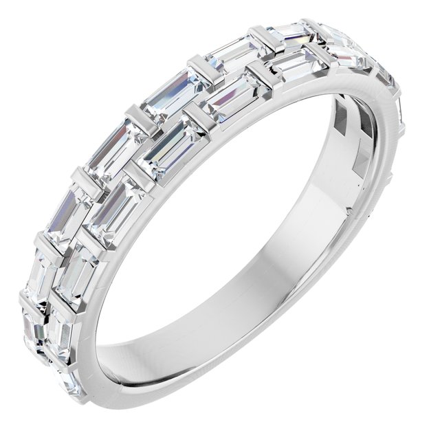 14K White 7/8 CTW Lab-Grown Diamond Double Row Anniversary Band