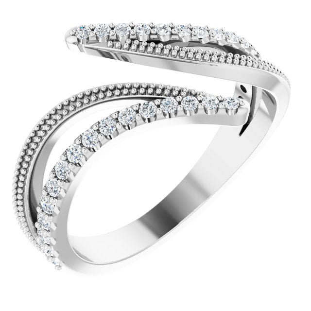 14K White 1/4 CTW Natural Diamond Bypass Ring