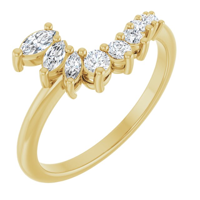 14k Yellow 1/3 Ctw Natural Diamond Contour Band