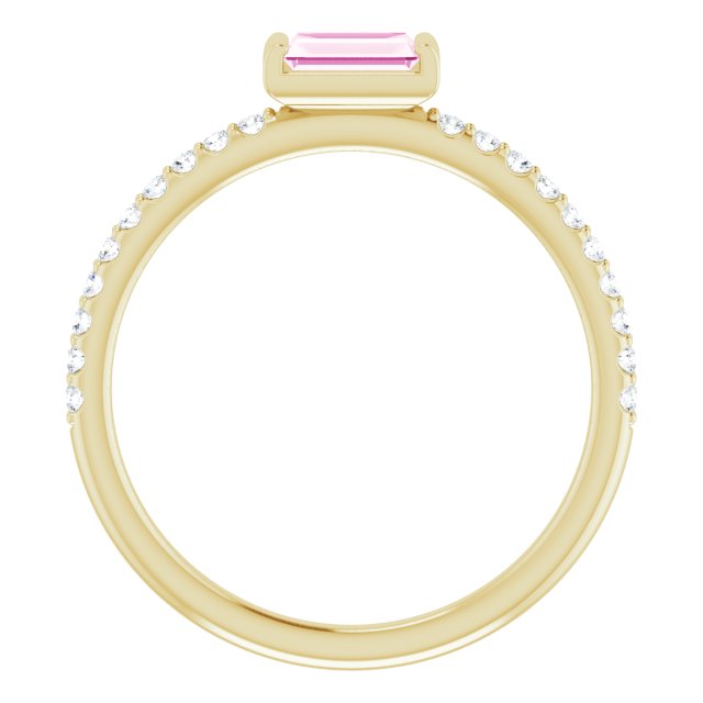14k Yellow Natural Pink Sapphire & 1/6 Ctw Natural Diamond Stackable Ring