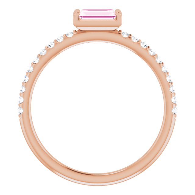 14k Rose Natural Pink Sapphire & 1/6 Ctw Natural Diamond Stackable Ring