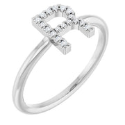 14K White .06 CTW Natural Diamond Initial R Ring