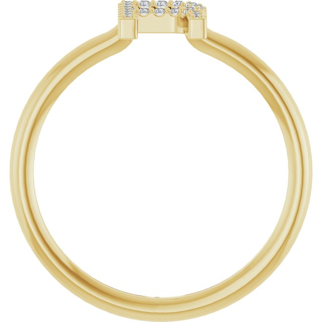 14K Yellow .06 CTW Natural Diamond Initial R Ring