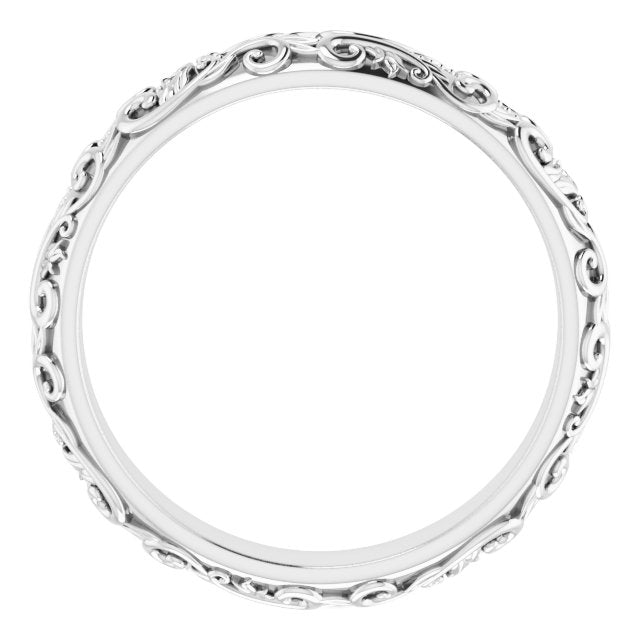 14K White 5 mm Sculptural Band with Milgrain Size 10