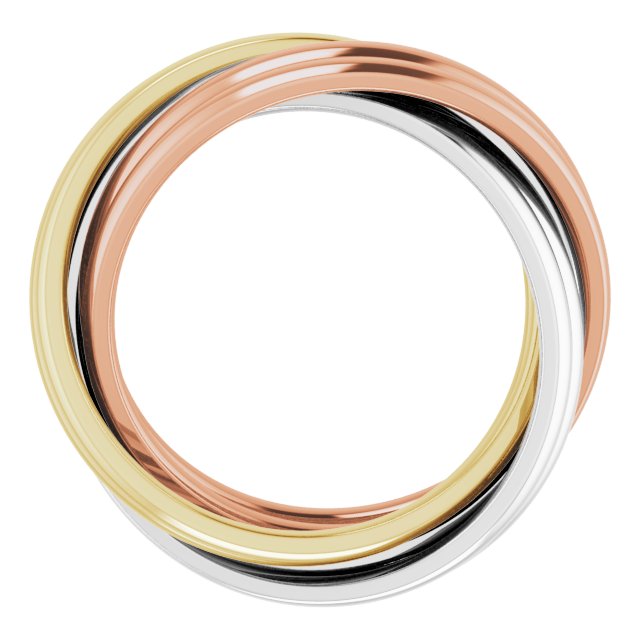 14k Tri-color 6-band Rolling Ring Size 7