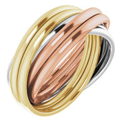 14k Tri-color 6-band Rolling Ring Size 6