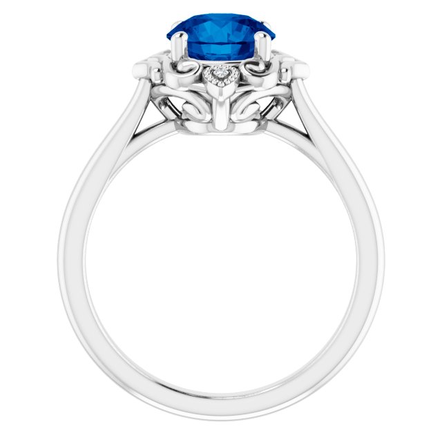 14K White Lab-Grown Blue Sapphire & .01 CTW Natural Diamond Sculptural Ring