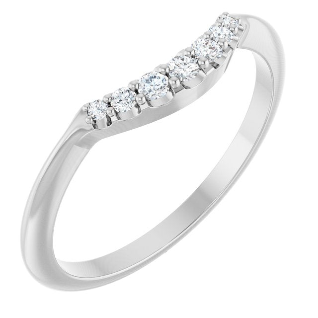 14k White 1/8 Ctw Natural Diamond Contour Band