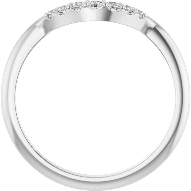 14k White 1/8 Ctw Natural Diamond Contour Band