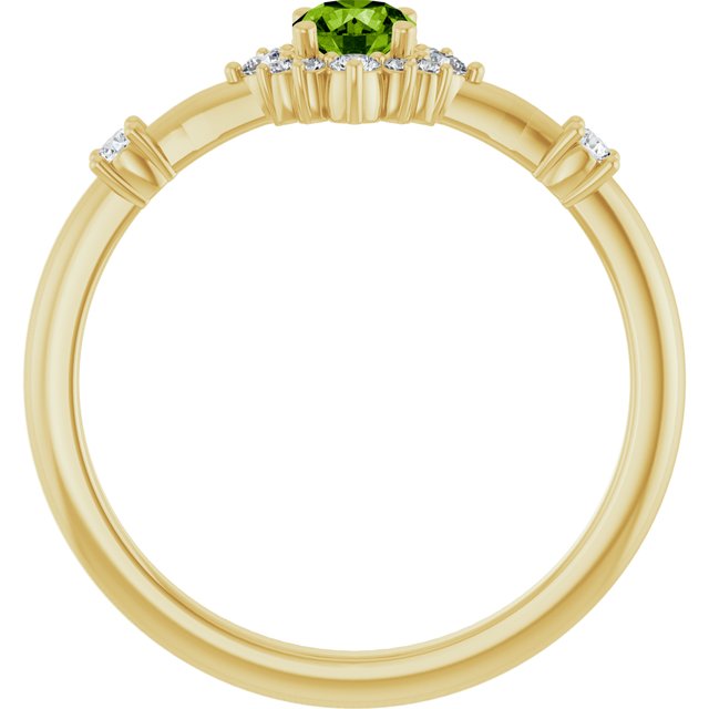 14K Yellow Natural Peridot & 1/6 CTW Natural Diamond Halo-Style Ring