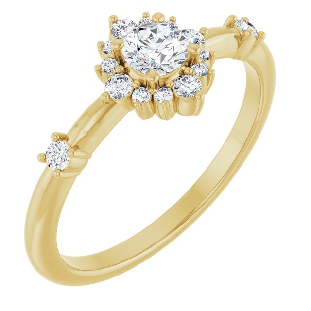 14K Yellow 3/8 CTW Lab-Grown Diamond Halo-Style Ring