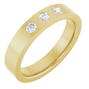 14K Yellow 1/5 CTW Natural Diamond Three-Stone Flat Band Size 6