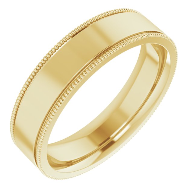 14k Yellow 5 Mm Milgrain Comfort-fit Flat Band Size 7