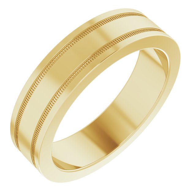 14k Yellow 5 Mm Flat Comfort-fit Band With Milgrain Size 9