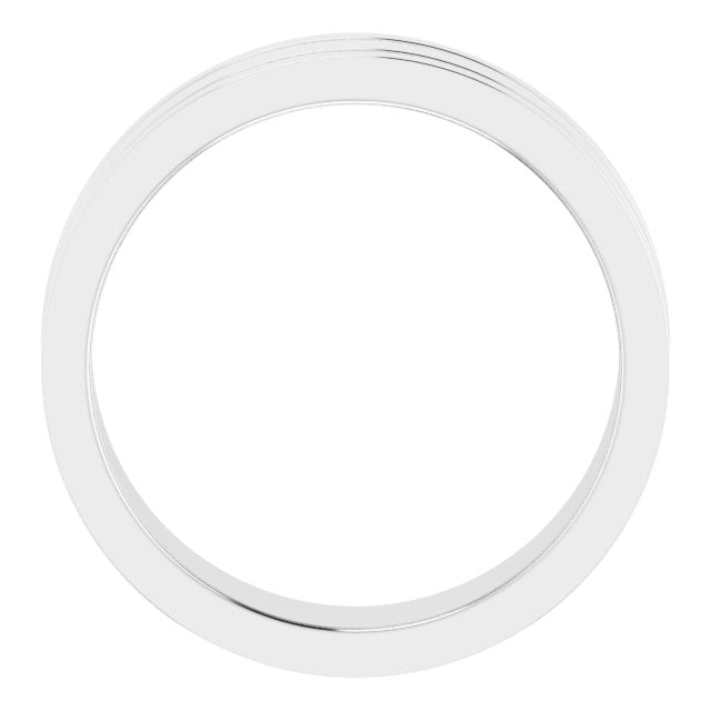 14k White 6 Mm Flat Comfort-fit Band With Milgrain Size 9