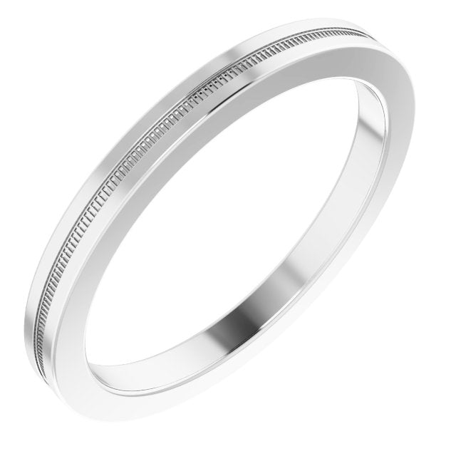 14k White 2 Mm Flat Comfort-fit Band With Milgrain Size 6