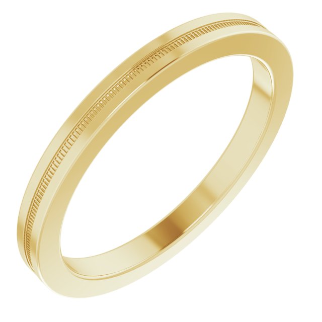 14k Yellow 2 Mm Flat Comfort-fit Band With Milgrain Size 7.5