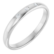 14K White .04 CTW Natural Diamond Three-Stone Half Round Band