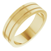14k Yellow 6 Mm Flat Comfort-fit Band With Milgrain Size 6