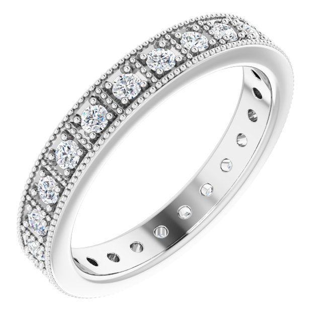 14K White 1/2 CTW Natural Diamond Eternity Band Size 7