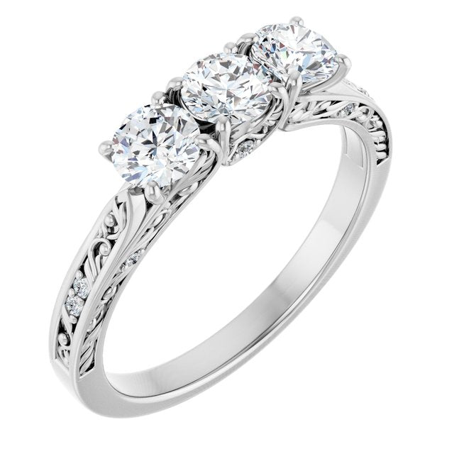 14k White 7/8 Ctw Natural Diamond Anniversary Band