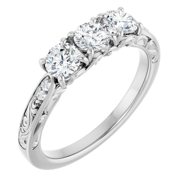 14k White 3/4 Ctw Natural Diamond Anniversary Band