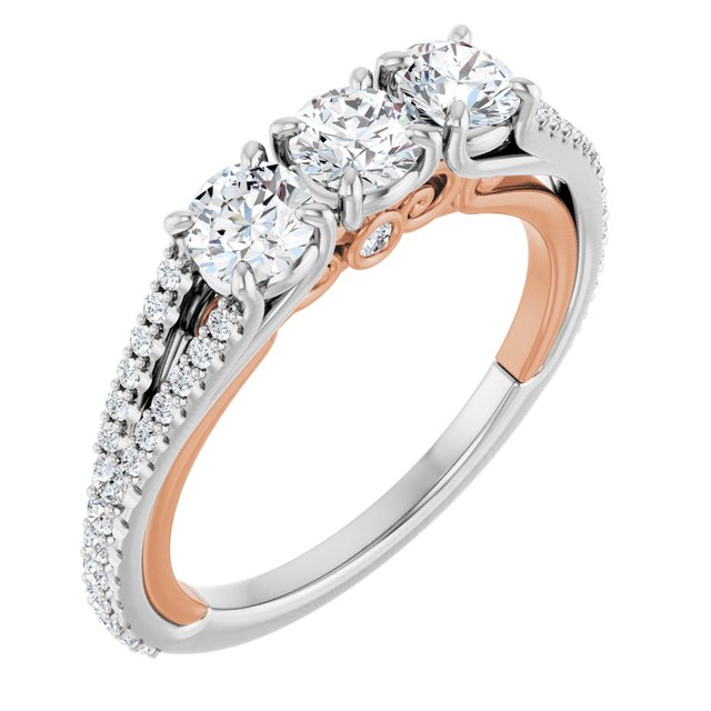 14k White/rose 1 Ctw Natural Diamond Anniversary Band
