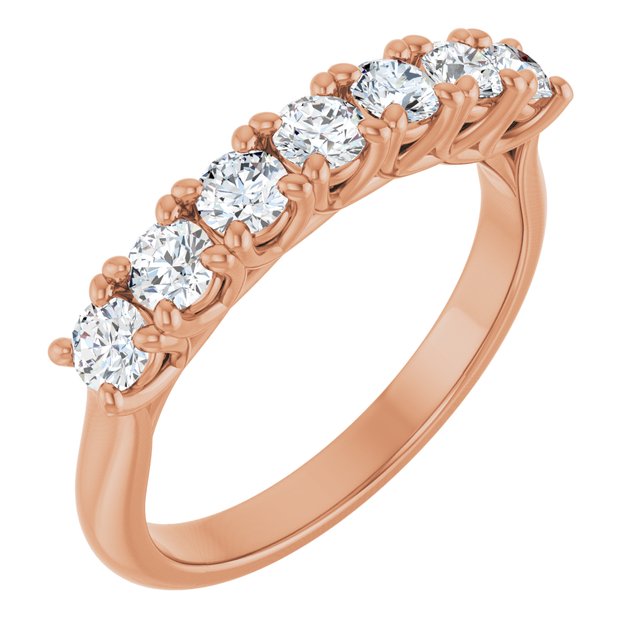 14k Rose 3/4 Ctw Natural Diamond Seven-stone Anniversary Band