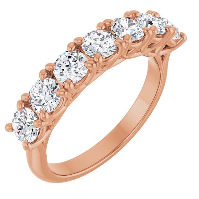 14k Rose 1 1/3 Ctw Natural Diamond Seven-stone Anniversary Band