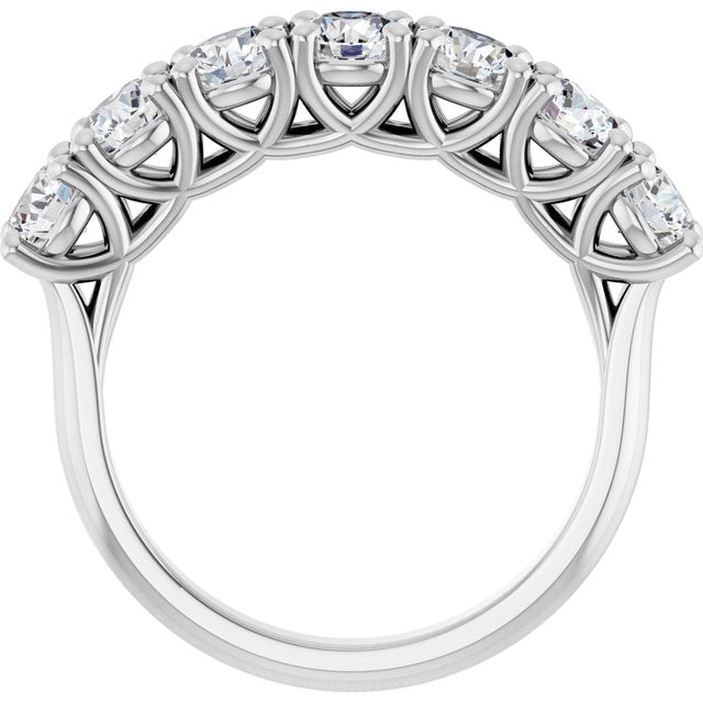 14k White 1 5/8 Ctw Natural Diamond Seven-stone Anniversary Band