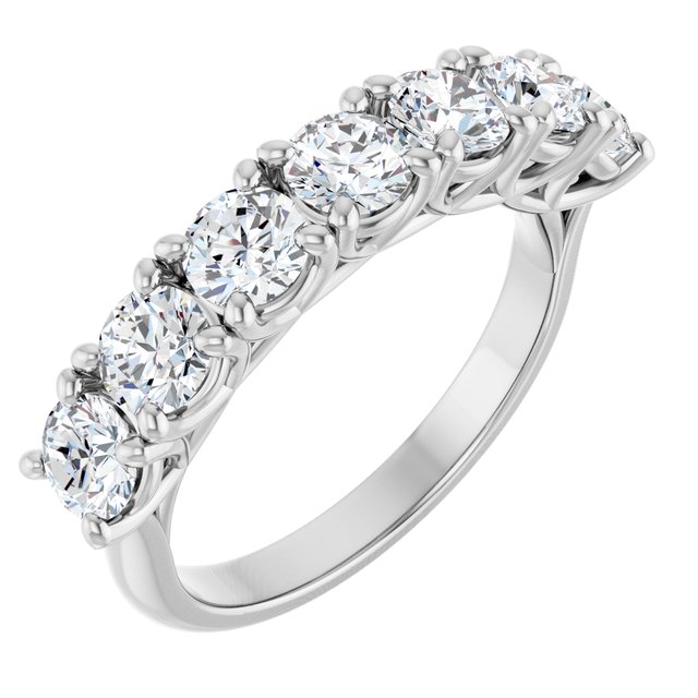 14k White 1 5/8 Ctw Natural Diamond Seven-stone Anniversary Band