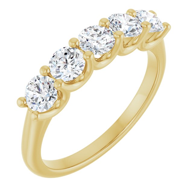 14k Yellow 1 Ctw Lab-grown Diamond Anniversary Band