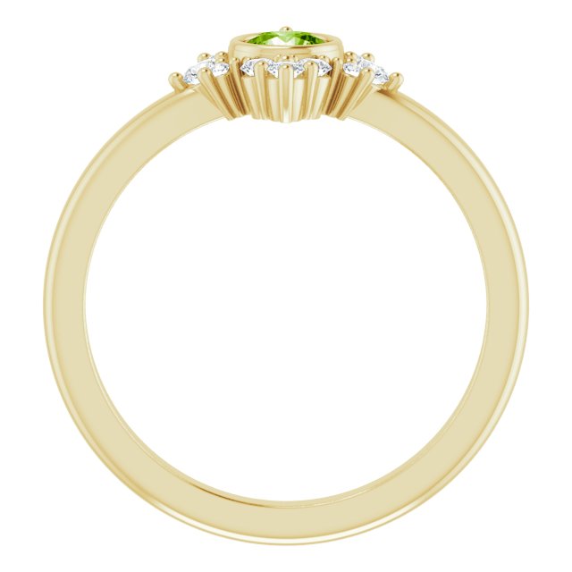 14K Yellow Natural Peridot & 1/5 CTW Natural Diamond Ring