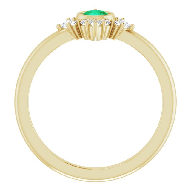 14K Yellow Natural Emerald & 1/5 CTW Natural Diamond Ring