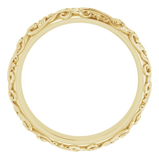 14K Yellow 5 mm Sculptural Band with Milgrain Size 8.5