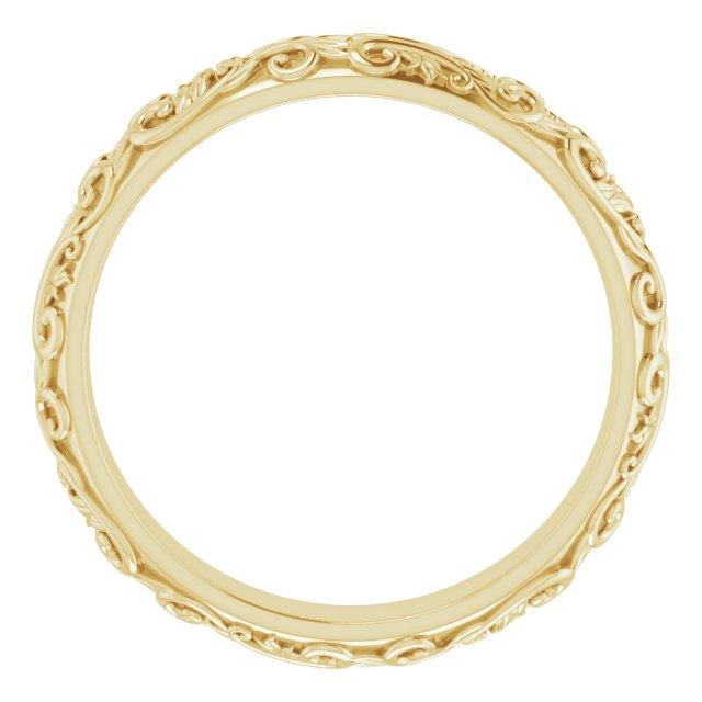14K Yellow 5 mm Sculptural Band with Milgrain Size 10.5