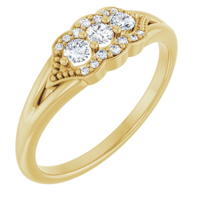 14K Yellow 1/5 CTW Natural Diamond Three-Stone Band